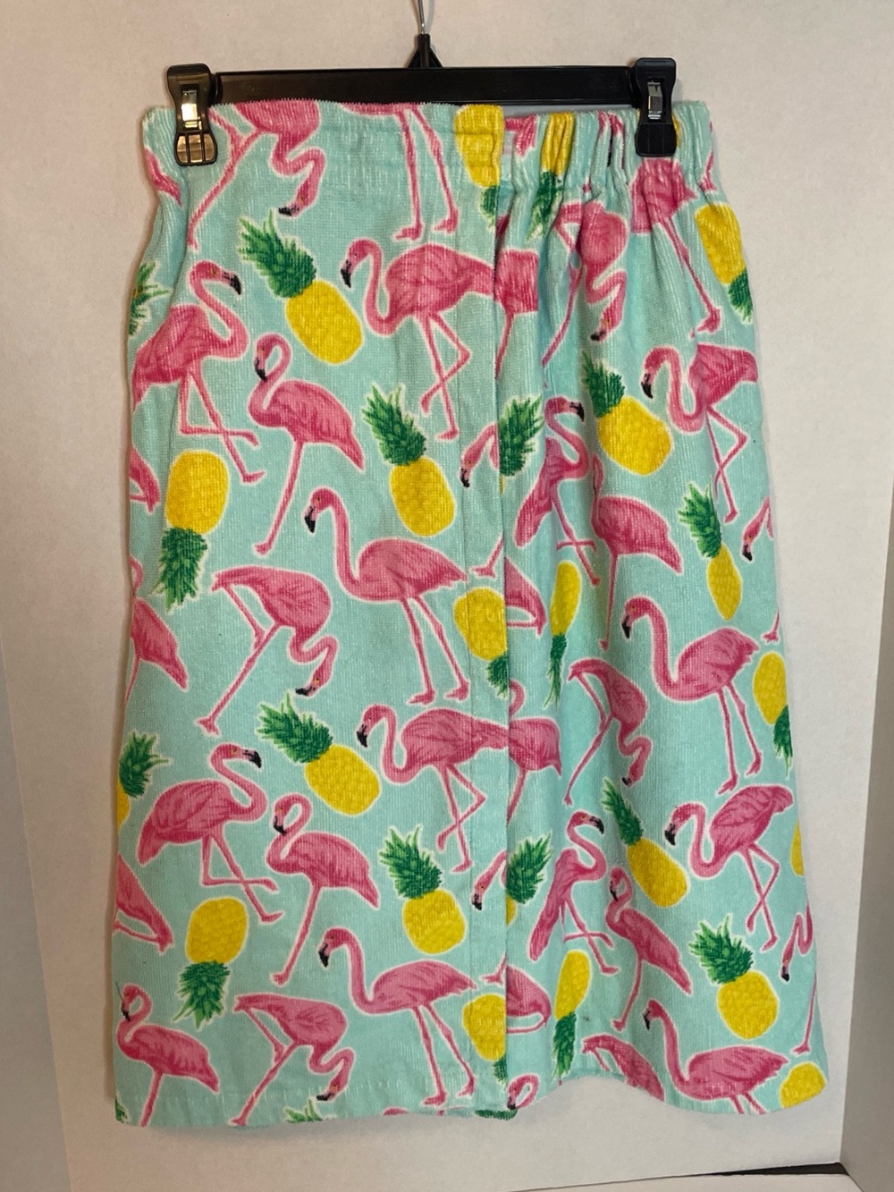 Simple By Design Terry Cloth Wrap Around Towel Flamingo Tropical Print Elastic - Picture 2 of 10